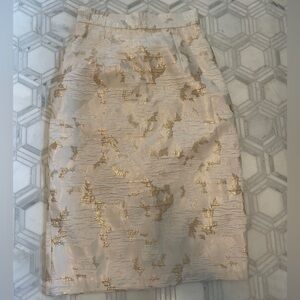 Vintage Metallic Floral Jacquard Midi Pencil Skirt | S
